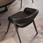 Load image into Gallery viewer, Modern Upholstered Dining Chair Faux Leather Seat Curved Armrest Accent Chair with Solid Wood Legs 1 Piece
