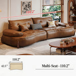 Load image into Gallery viewer, Modern Curved Leather Sofa Camel Upholstery Low Profile Contemporary Lounge Design
