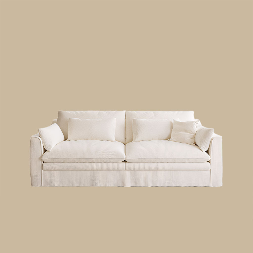 Modern Linen Fabric Sofa Removable Cover Deep Seat Feather Filled Couch