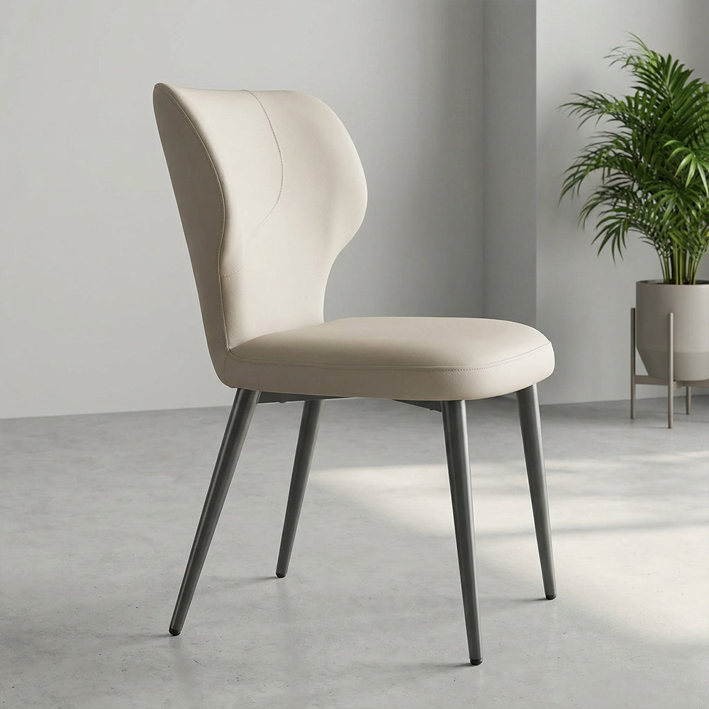 Modern Upholstered Dining Chair Minimalist Curved Back Soft Seat Accent Chair with Metal Legs