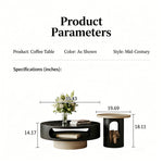 Load image into Gallery viewer, Modern Round Coffee Table Set with Textured Black Top and Open Storage Side Table
