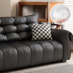 Load image into Gallery viewer, Pet Friendly Black Faux Leather Convertible Sofa Bed with Tufted Cushions
