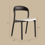 Load image into Gallery viewer, Modern Minimalist Dining Chair Faux Leather Seat Solid Wood Frame Black and Beige Accent Chair 1 Piece
