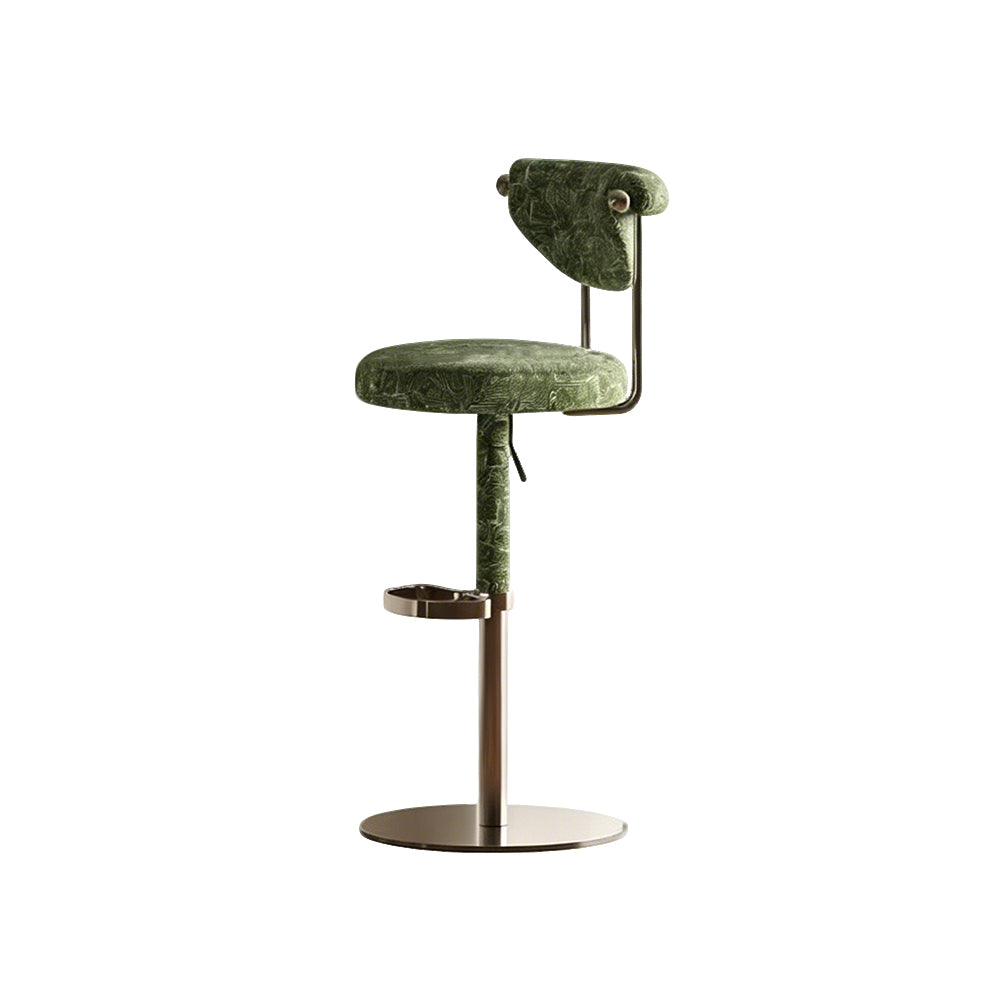 1 Piece Modern Adjustable Bar Stool with Geometric Woven Velvet Upholstery and Stainless Steel Base