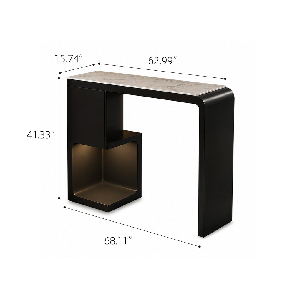 Black and White Finish Marble Surface Home Coffee Bar Table Set