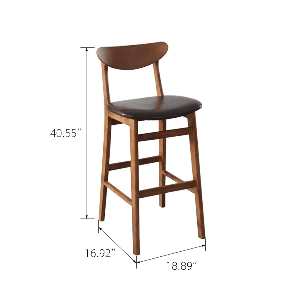 Modern Solid Wood Bar Stool with Upholstered Seat Minimalist Counter Chair 1 Piece