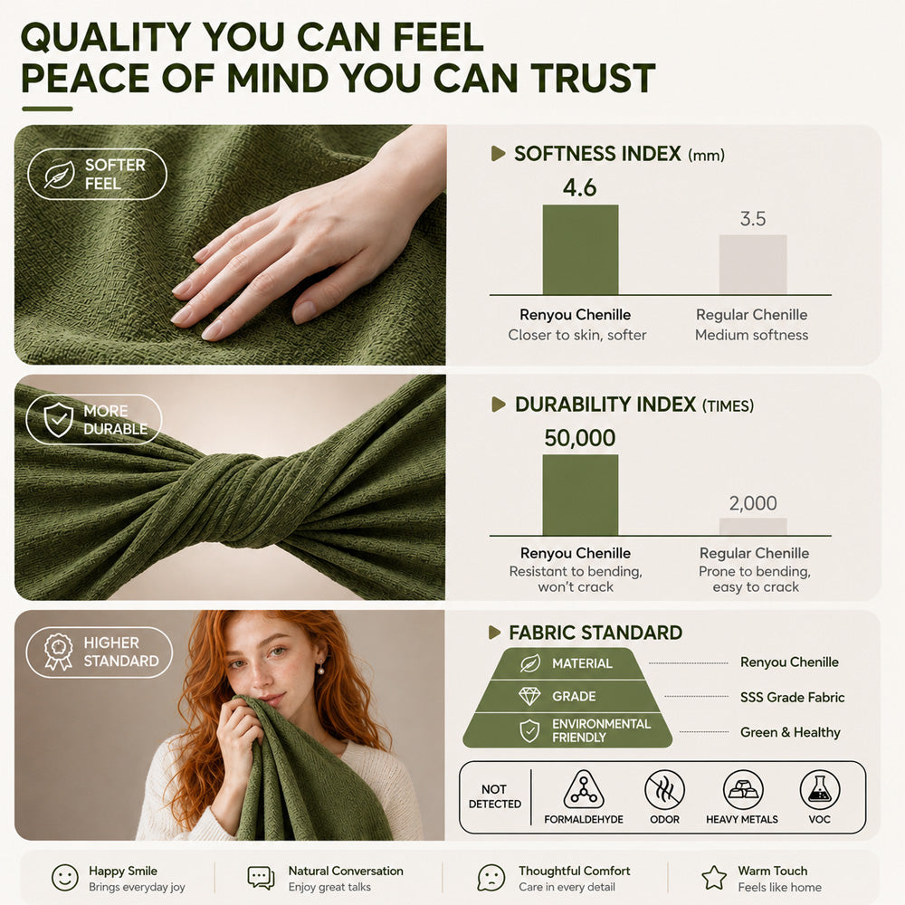 Modern Chenille Sofa Bed Convertible Couch with Storage Pockets