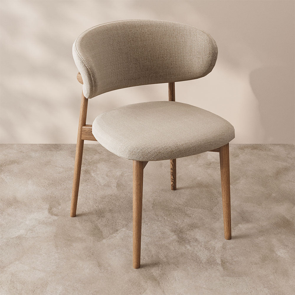 2PCS Dining Chair Modern Ash Wood Frame Curved Backrest