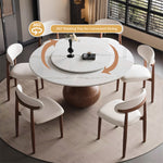 Load image into Gallery viewer, Round Dining Table Wooden Base and Ceramic Stone Top Modern Aesthetic
