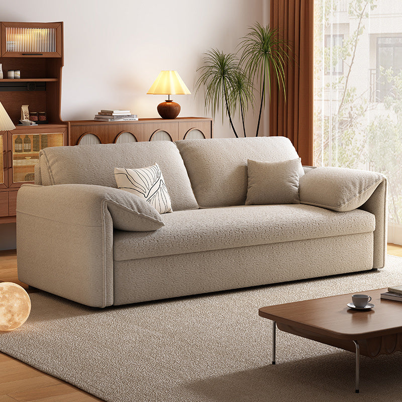 76" Beige Sleeper Sofa with 3.9" Thick Spring Mattress Modern Space-saving Design