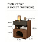 Load image into Gallery viewer, Modern Nightstand with Drawer and Open Shelf Wooden Bedside Table with Built-in Pet House Contemporary Storage Cabinet
