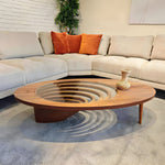 Load image into Gallery viewer, Modern Artistic Coffee Table with 3D Vortex Design and Tempered Glass Top
