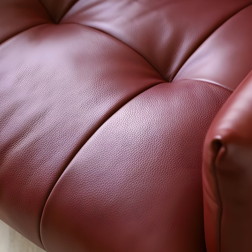 Modern Tufted Faux Leather Lounge Chair Deep Seat Accent Armchair with Sculptural Design