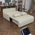 Load and play video in Gallery viewer, 62.99'' Modern Electric Sofa Bed with Remote Control Cat Scratch Resistant Fabric Convertible Sleeper Couch Loveseat
